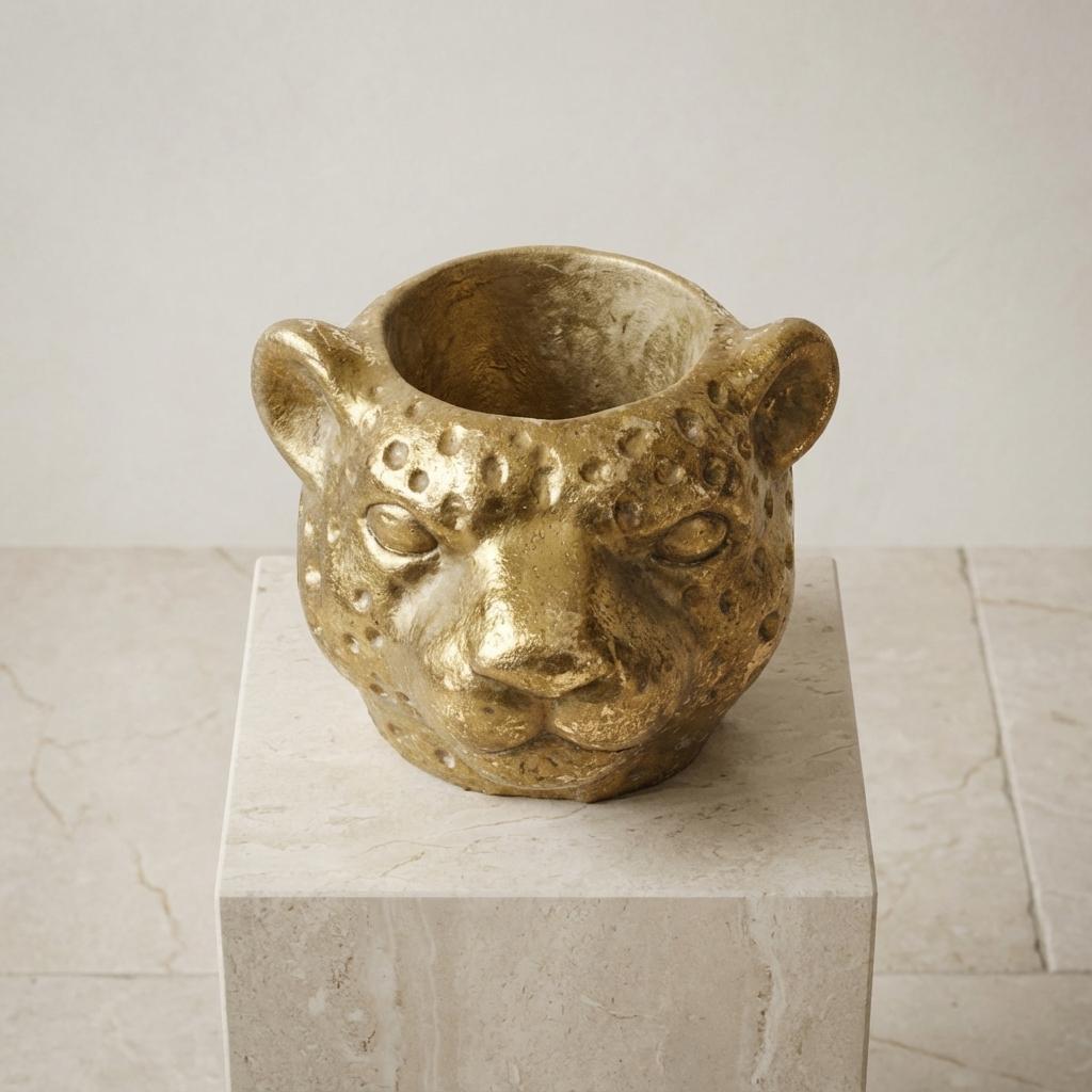 Planter Luipaard D12x9,5cm - Goud - D12x9,5cm